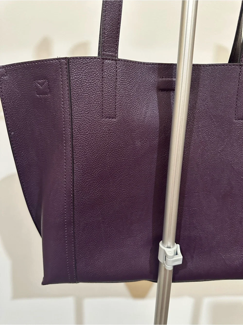 Calvin Klein Deep Purple Leather Tote with Gold Accents - Picture 7 of 15
